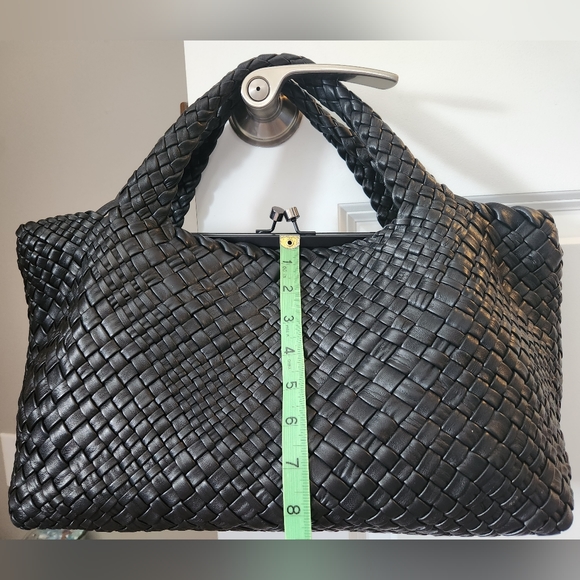 Falor Hand Woven Italian Leather Handbag Bag Satchel in Black; New w/o Tags - Picture 11 of 16
